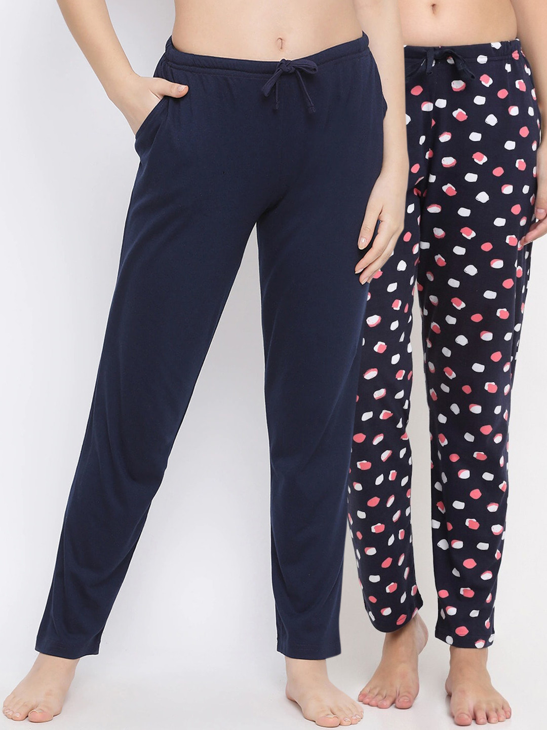 

Kanvin Women Pack Of 2 Pure Cotton Lounge Pants, Navy blue