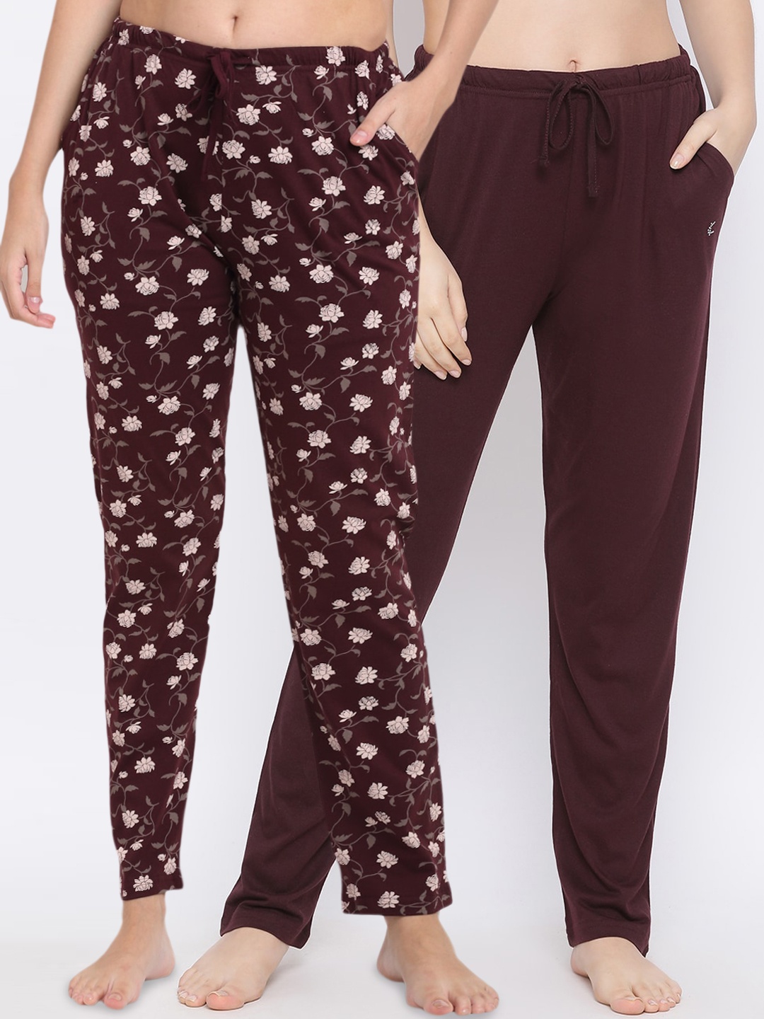 

Kanvin Women Pack Of 2 Pure Cotton Lounge Pants, Brown