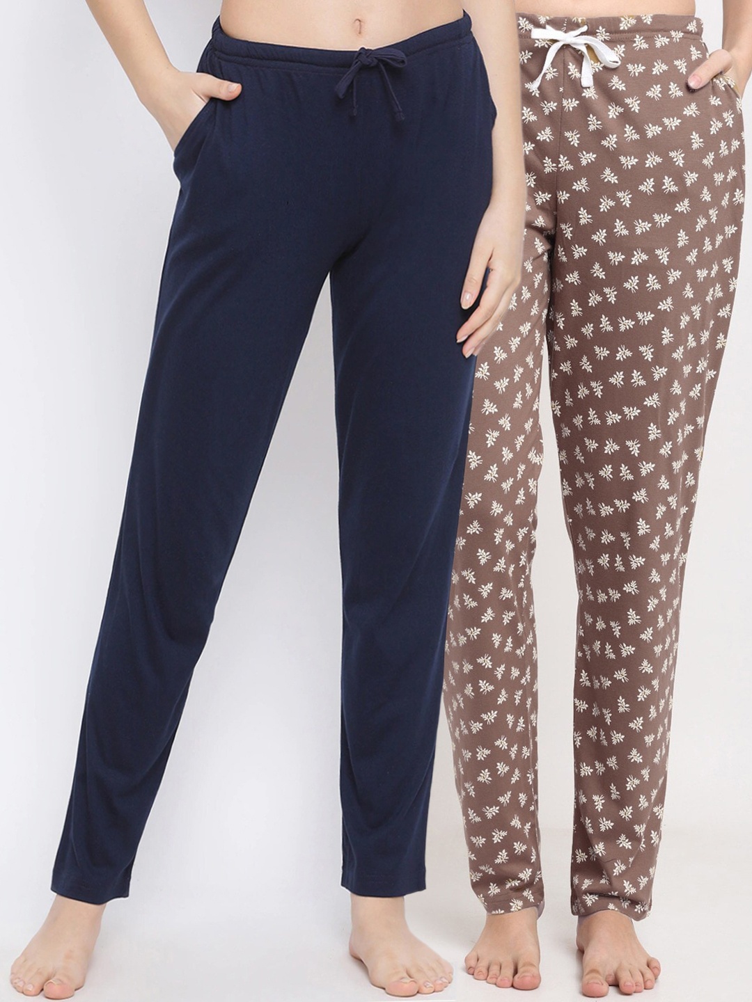 

Kanvin Women Pack Of 2 Pure Cotton Lounge Pants, Navy blue