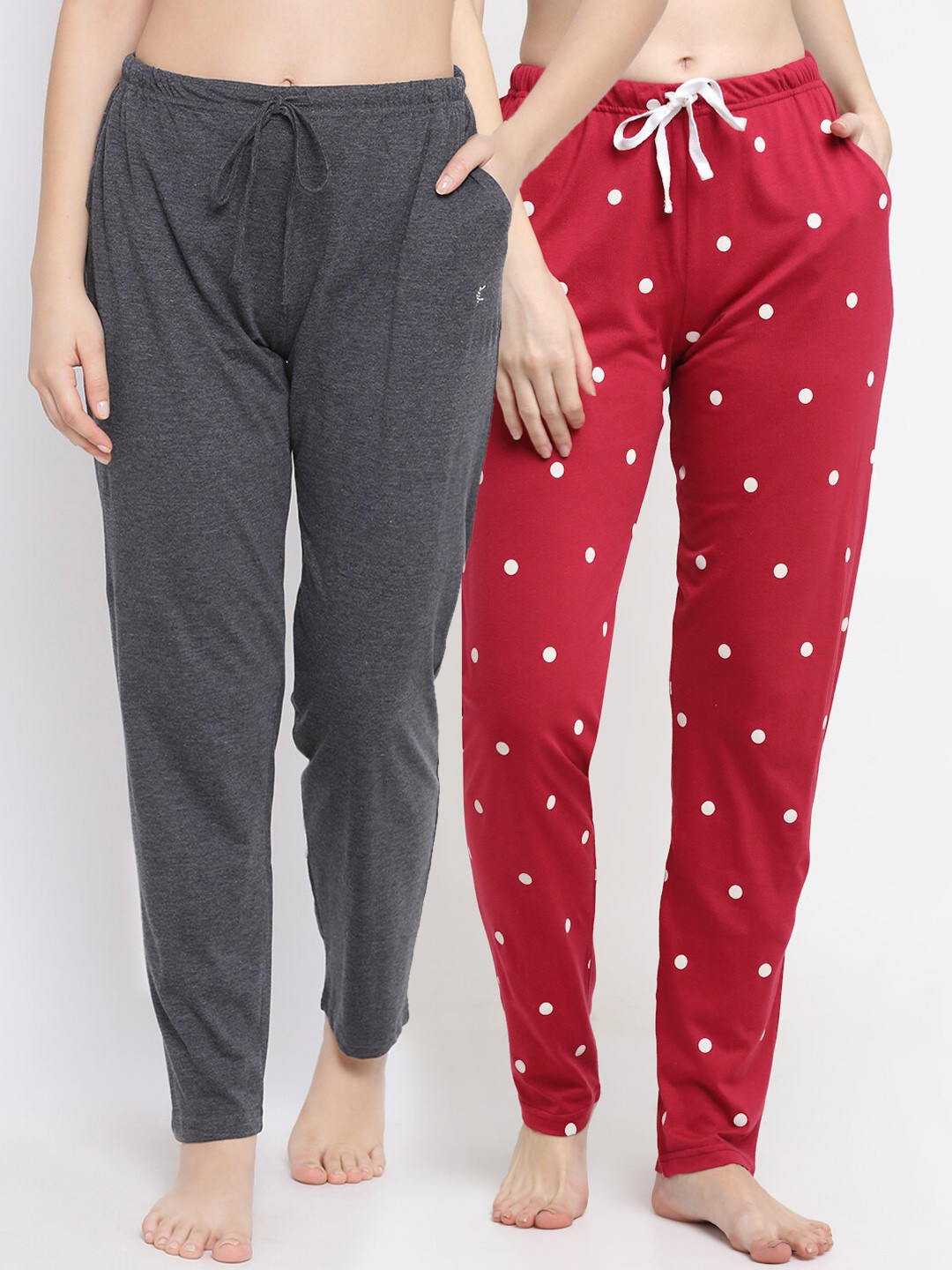 

Kanvin Women Pack Of 2 Pure Cotton Lounge Pants, Charcoal