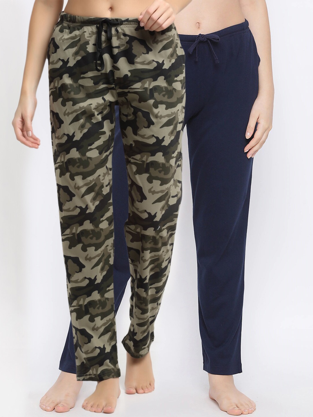 

Kanvin Women Pack Of 2 Pure Cotton Lounge Pants, Navy blue