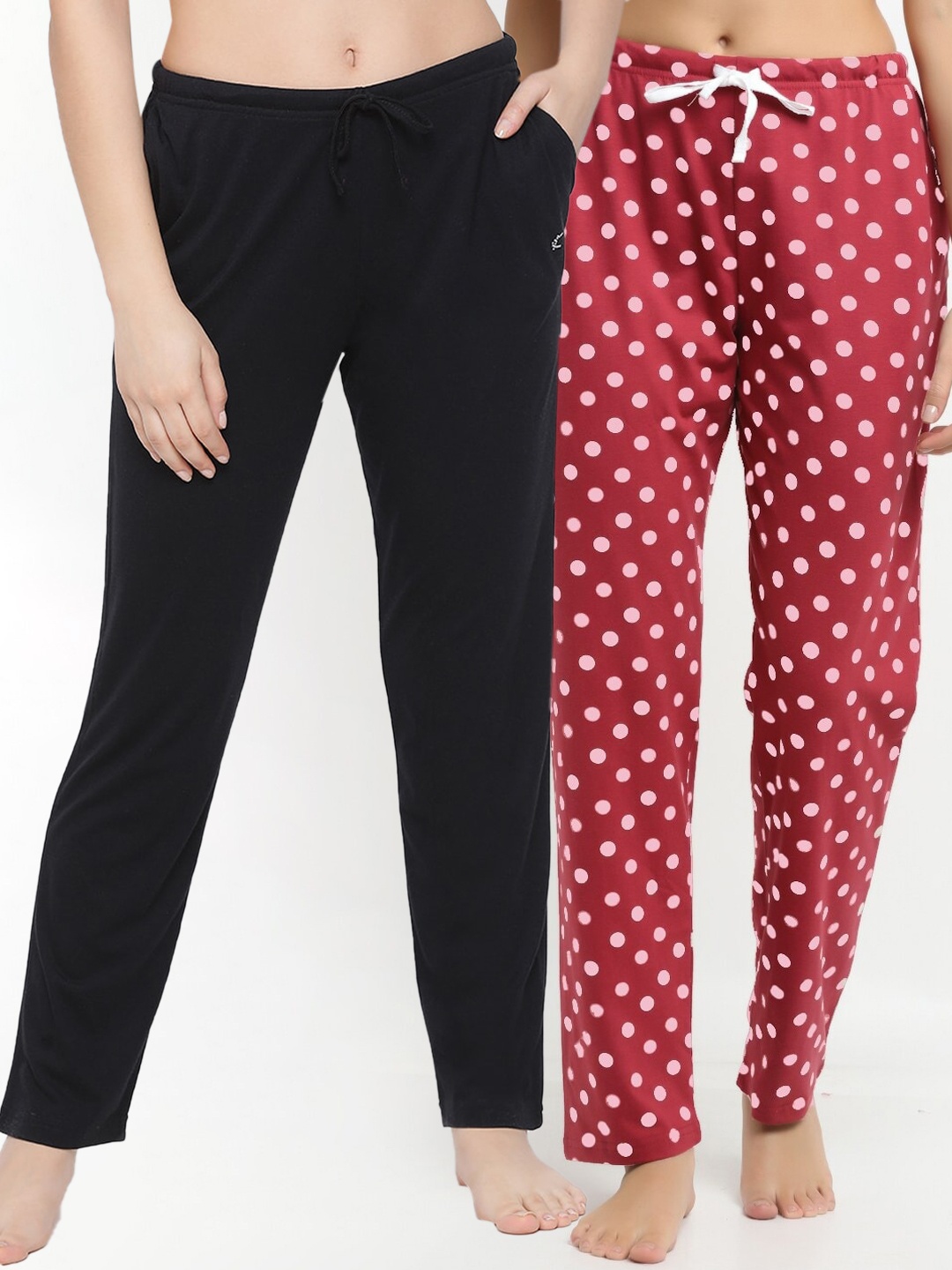 

Kanvin Women Pack Of 2 Pure Cotton Lounge Pants, Black