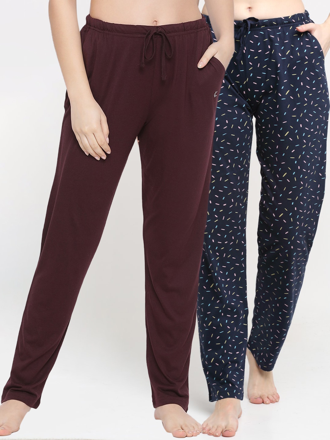 

Kanvin Women Pack Of 2 Printed Lounge Pants, Brown