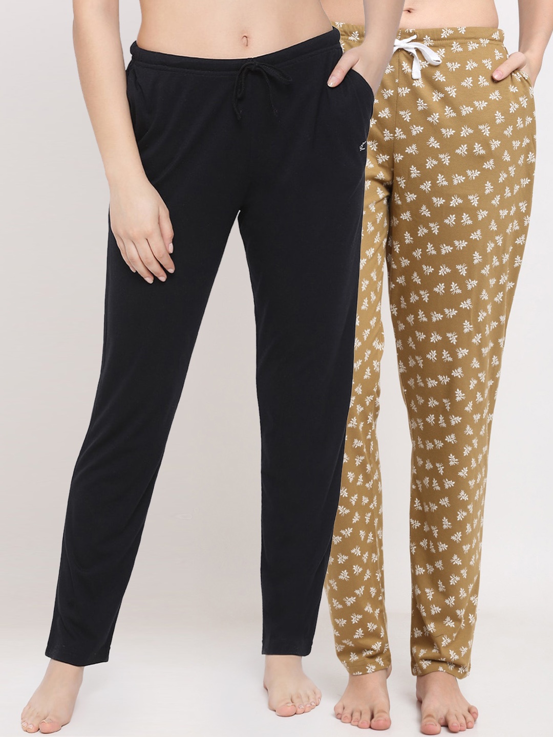 

Kanvin Women Pack Of 2 Pure Cotton Lounge Pants, Black