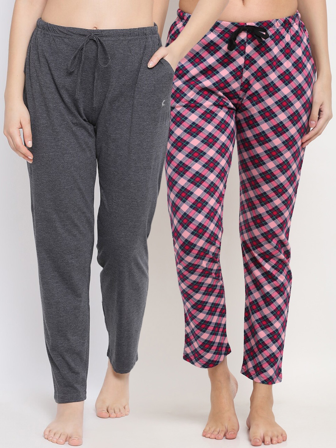 

Kanvin Women Pack Of 2 Pure Cotton Lounge Pants, Charcoal