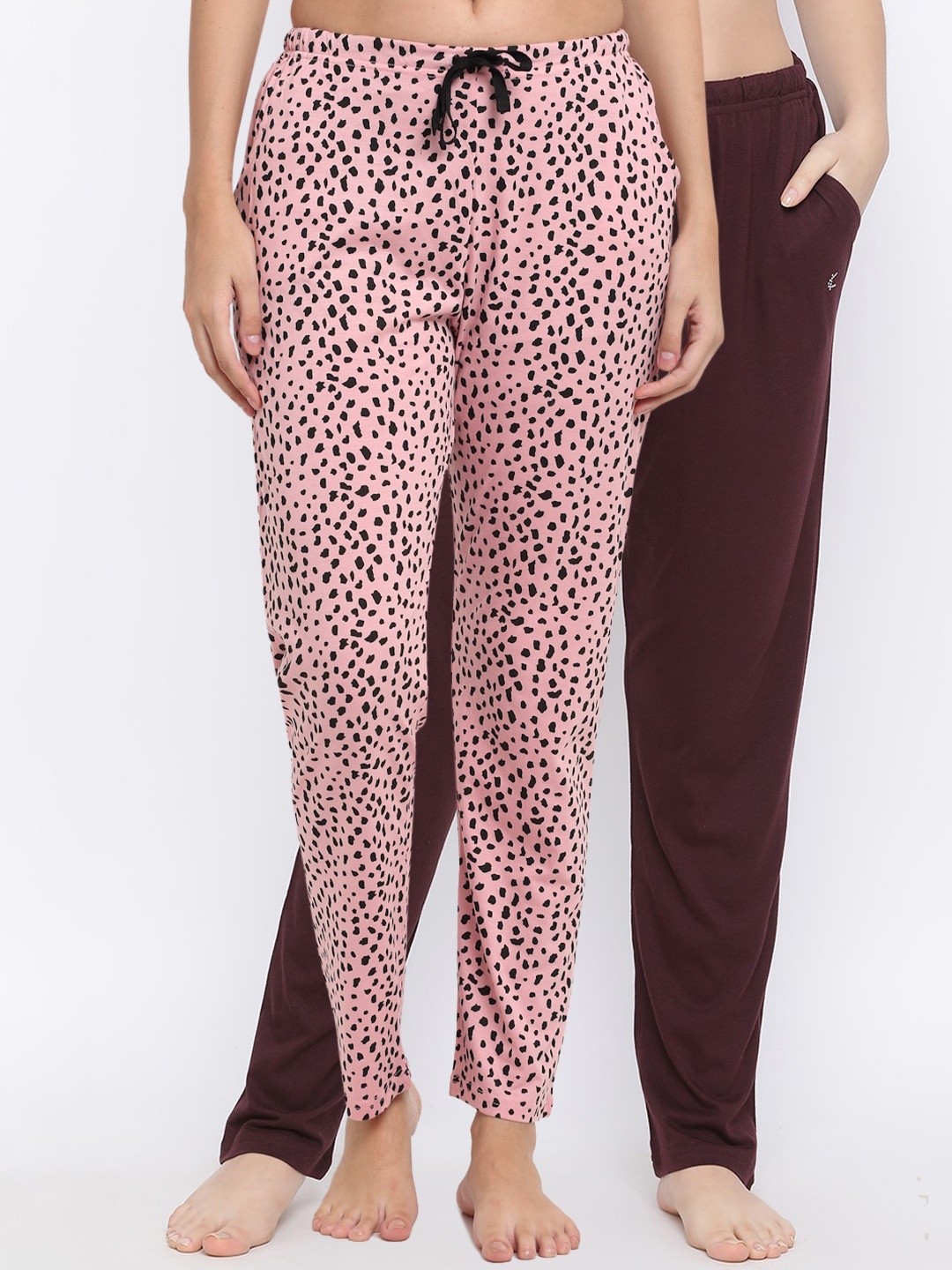 

Kanvin Women Pack Of 2 Pure Cotton Lounge Pants, Brown