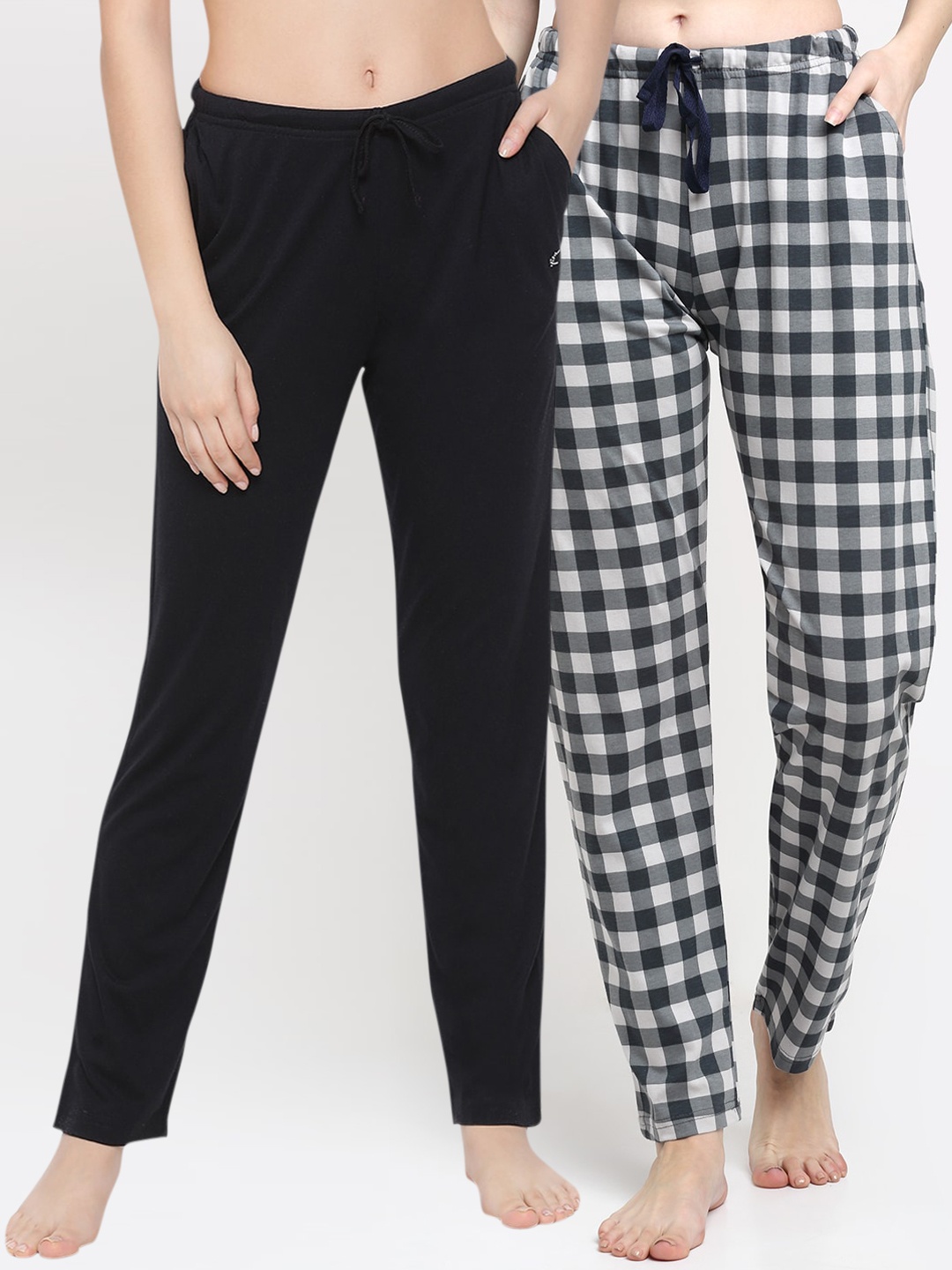 

Kanvin Women Pack Of 2 Pure Cotton Lounge Pants, Black