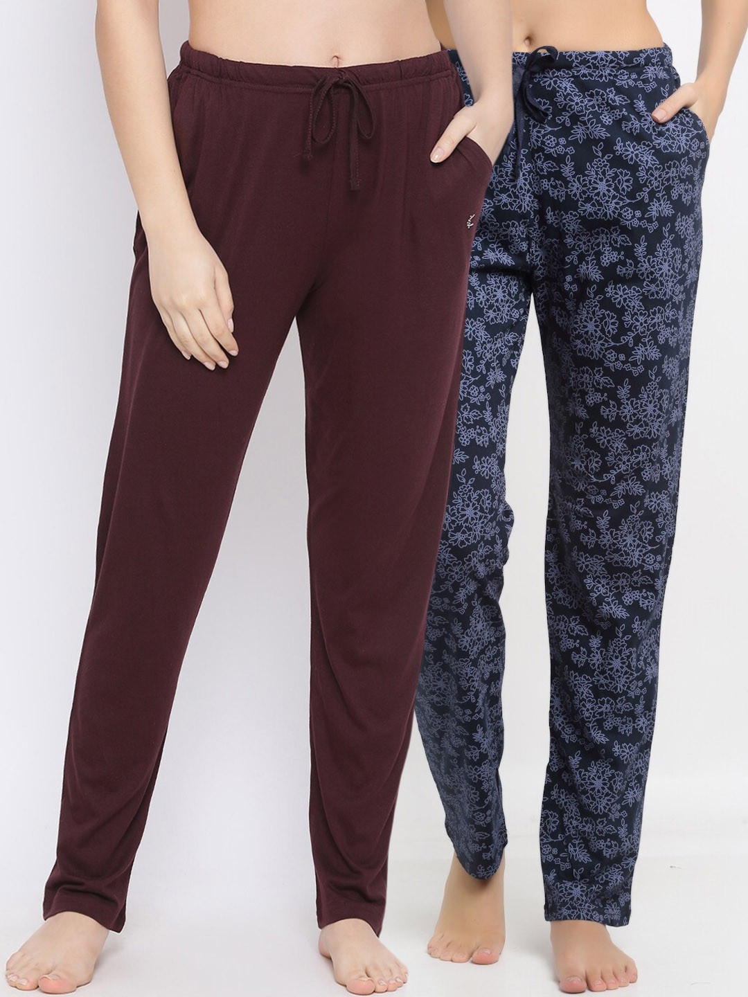 

Kanvin Women Pack Of 2 Pure Cotton Lounge Pants, Brown