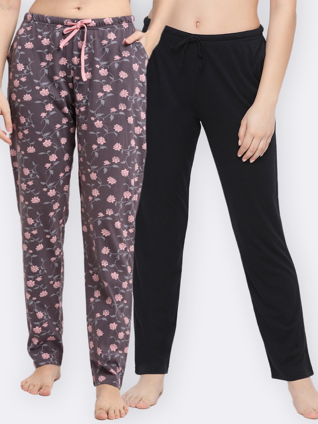 

Kanvin Women Pack Of 2 Pure Cotton Lounge Pants, Black