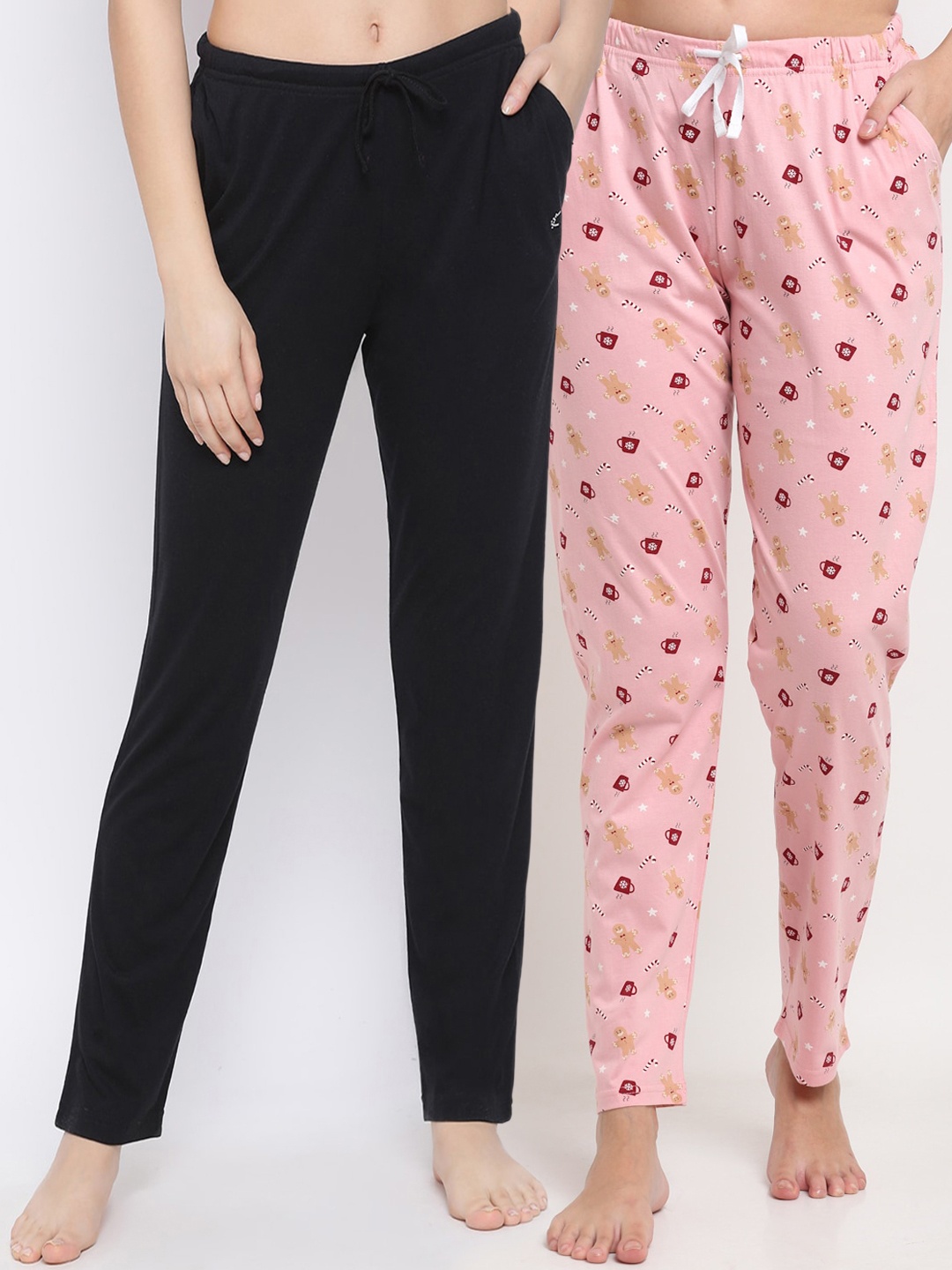 

Kanvin Women Pack Of 2 Pure Cotton Lounge Pants, Black