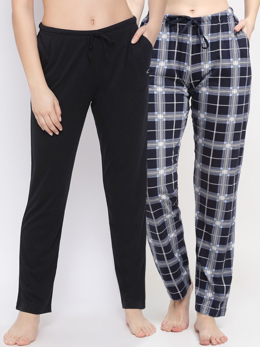 

Kanvin Women Pack Of 2 Pure Cotton Lounge Pants, Black