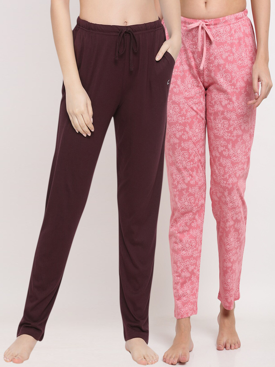 

Kanvin Women Pack Of 2 Pure Cotton Lounge Pants, Brown