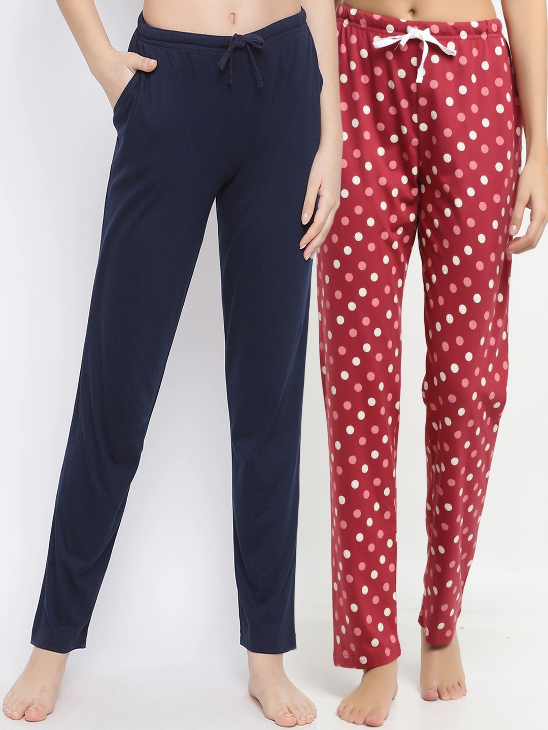 

Kanvin Women Pack Of 2 Printed Cotton Lounge pants, Navy blue