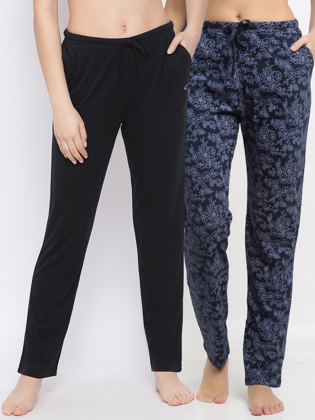 

Kanvin Women Pack Of 2 Pure Cotton Lounge Pants, Black