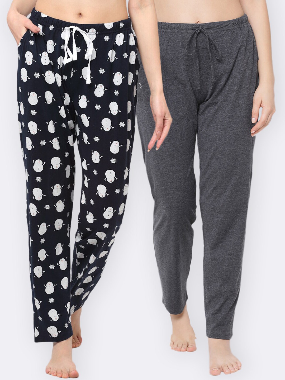 

Kanvin Women Pak Of 2 Pure Cotton Lounge Pants, Charcoal