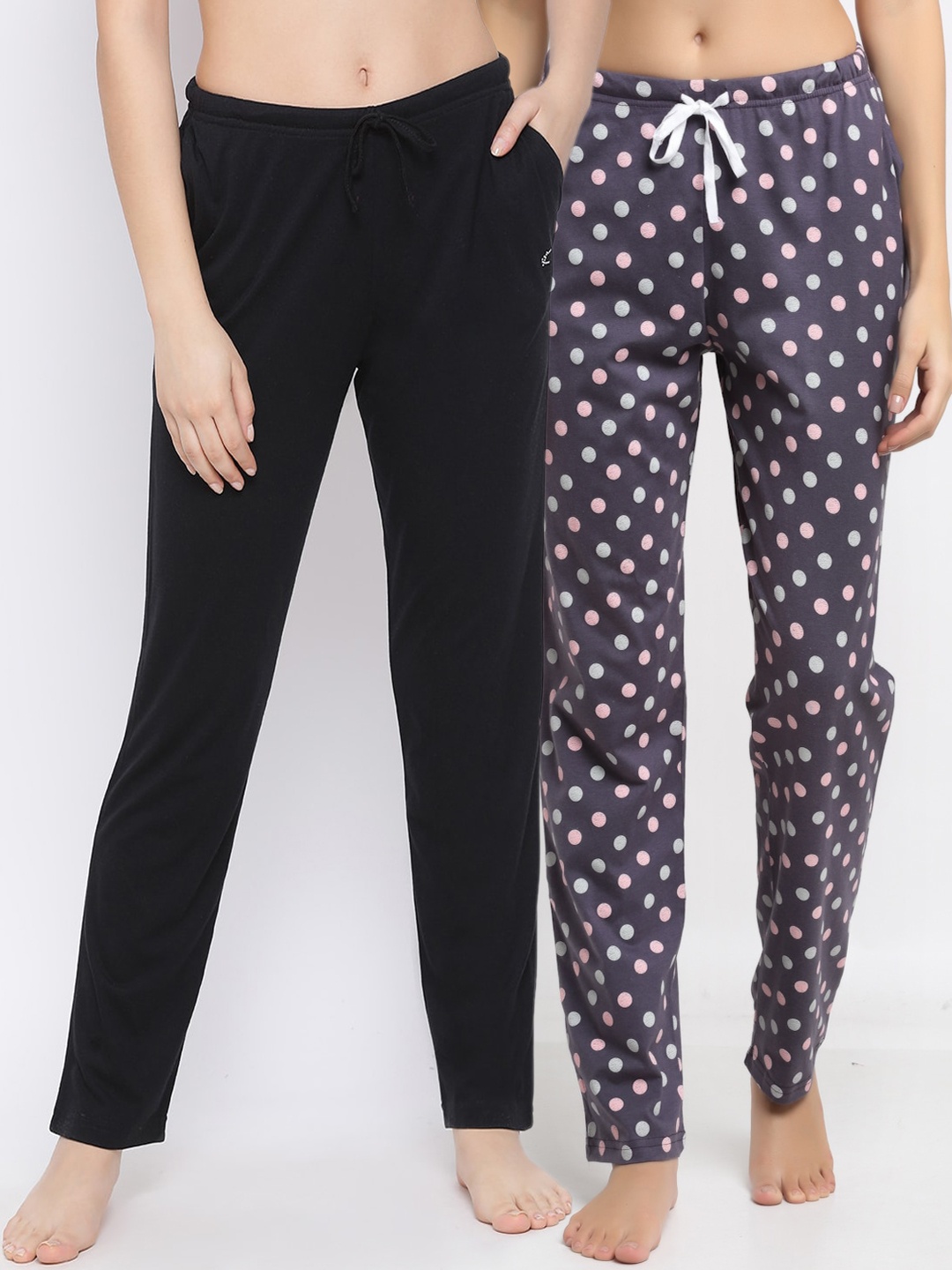 

Kanvin Women Pack Of 2 Pure Cotton Lounge Pants, Black