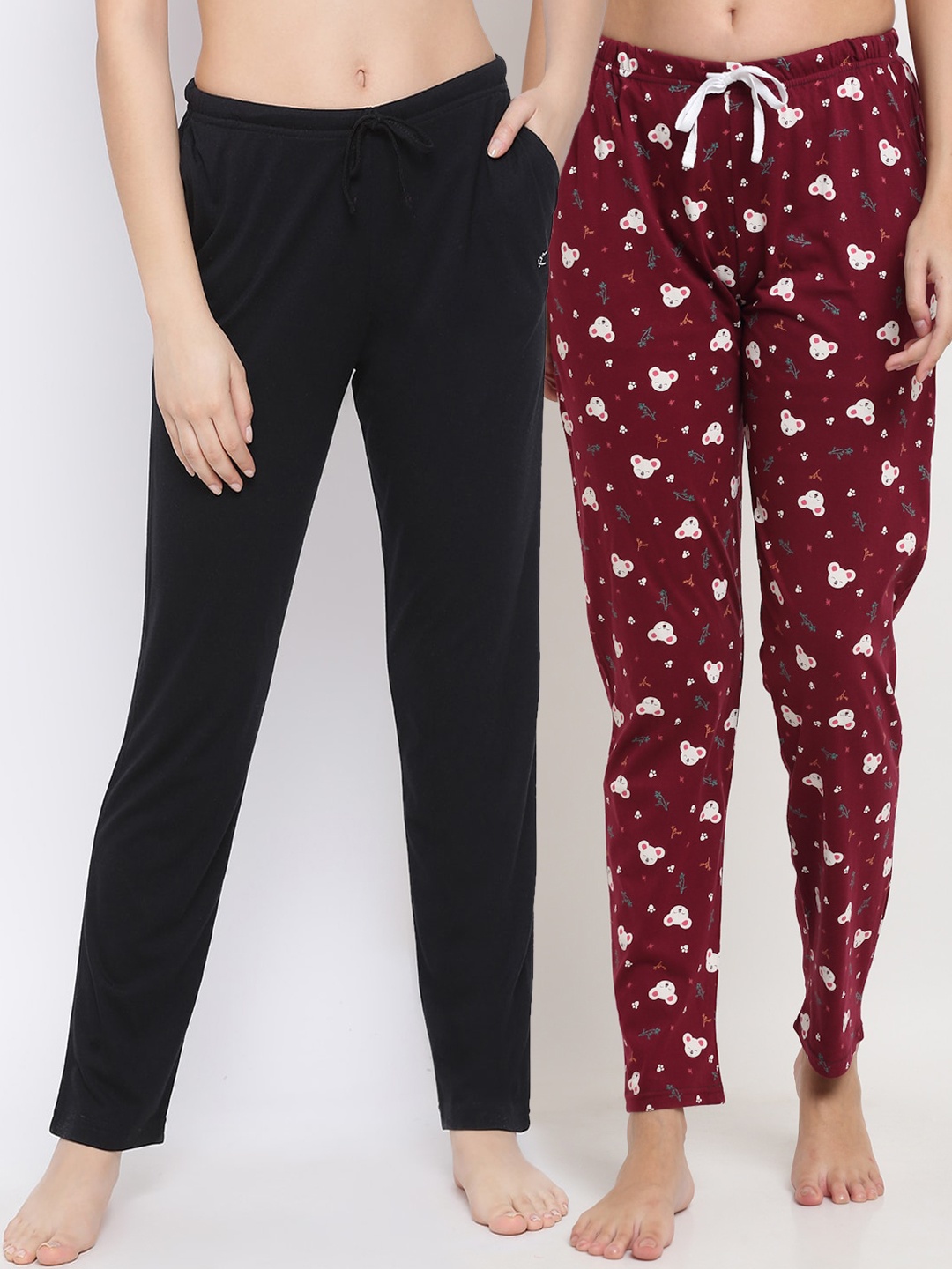 

Kanvin Women Pack Of 2 Pure Cotton Lounge Pants, Black