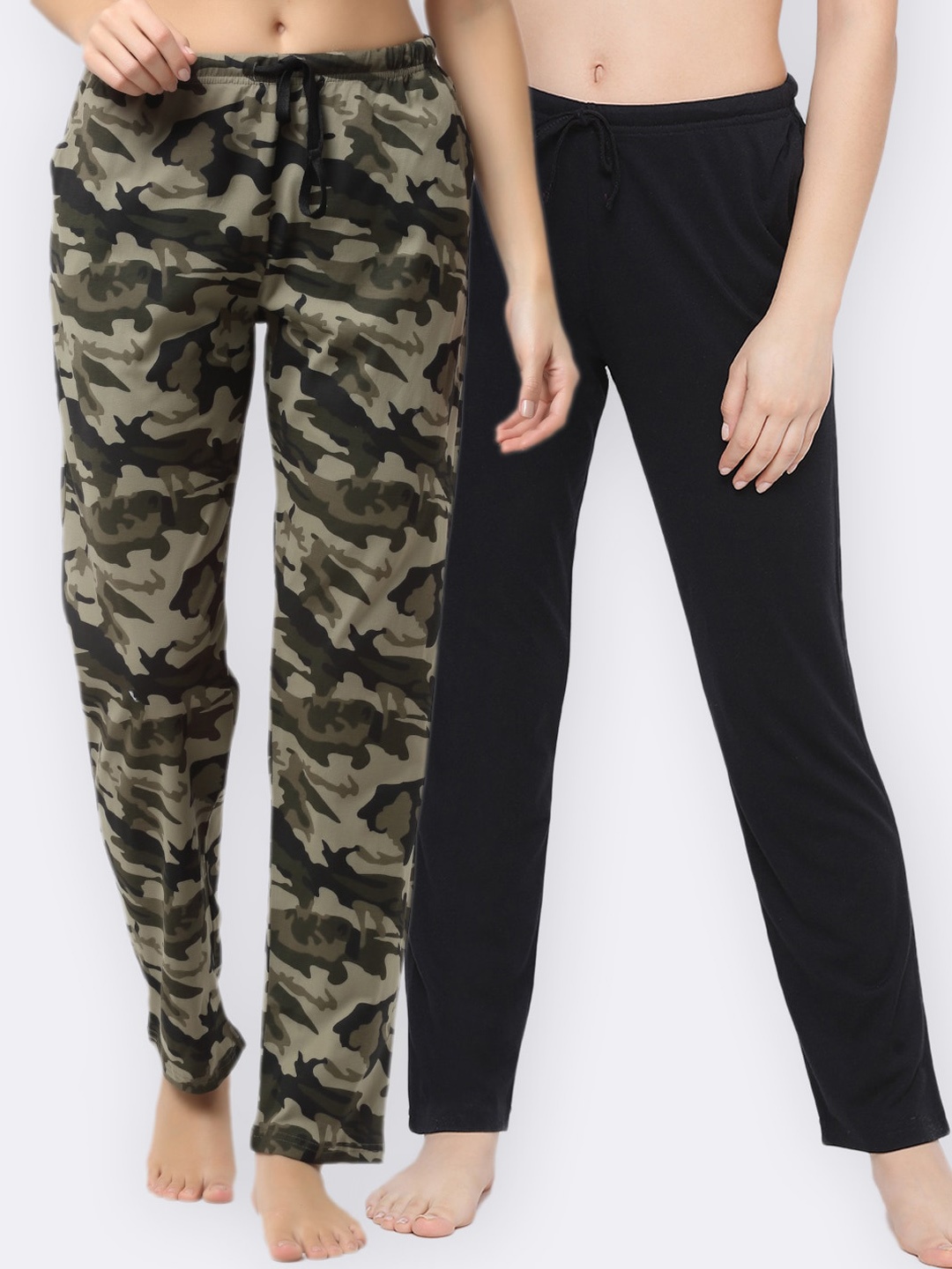 

Kanvin Women Pack Of 2 Pure Cotton Lounge Pants, Black