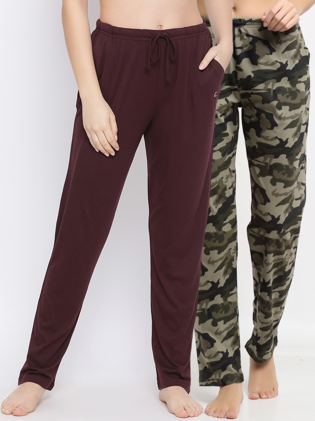 

Kanvin Women Pack Of 2 Pure Cotton Lounge Pants, Brown