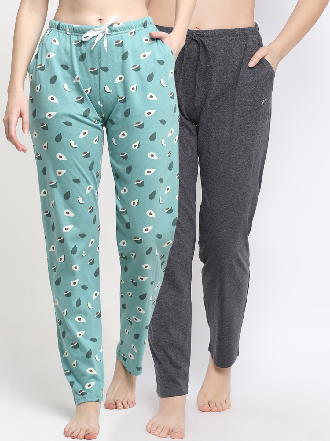 

Kanvin Women Pack Of 2 Pure Cotton Lounge Pants, Charcoal