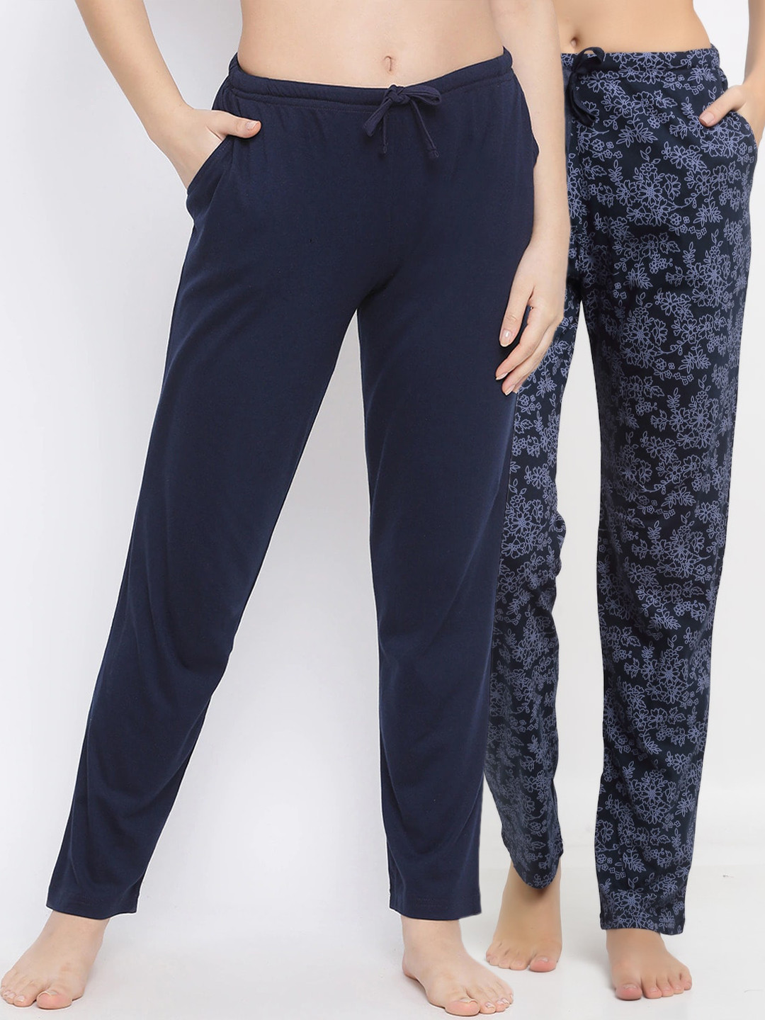 

Kanvin Women Pack Of 2 Pure Cotton Lounge Pants, Navy blue