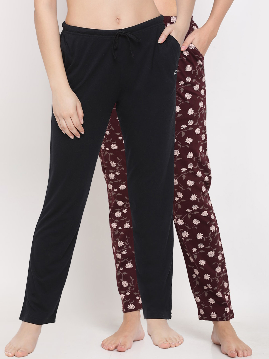 

Kanvin Women Pack Of 2 Pure Cotton Lounge Pants, Black