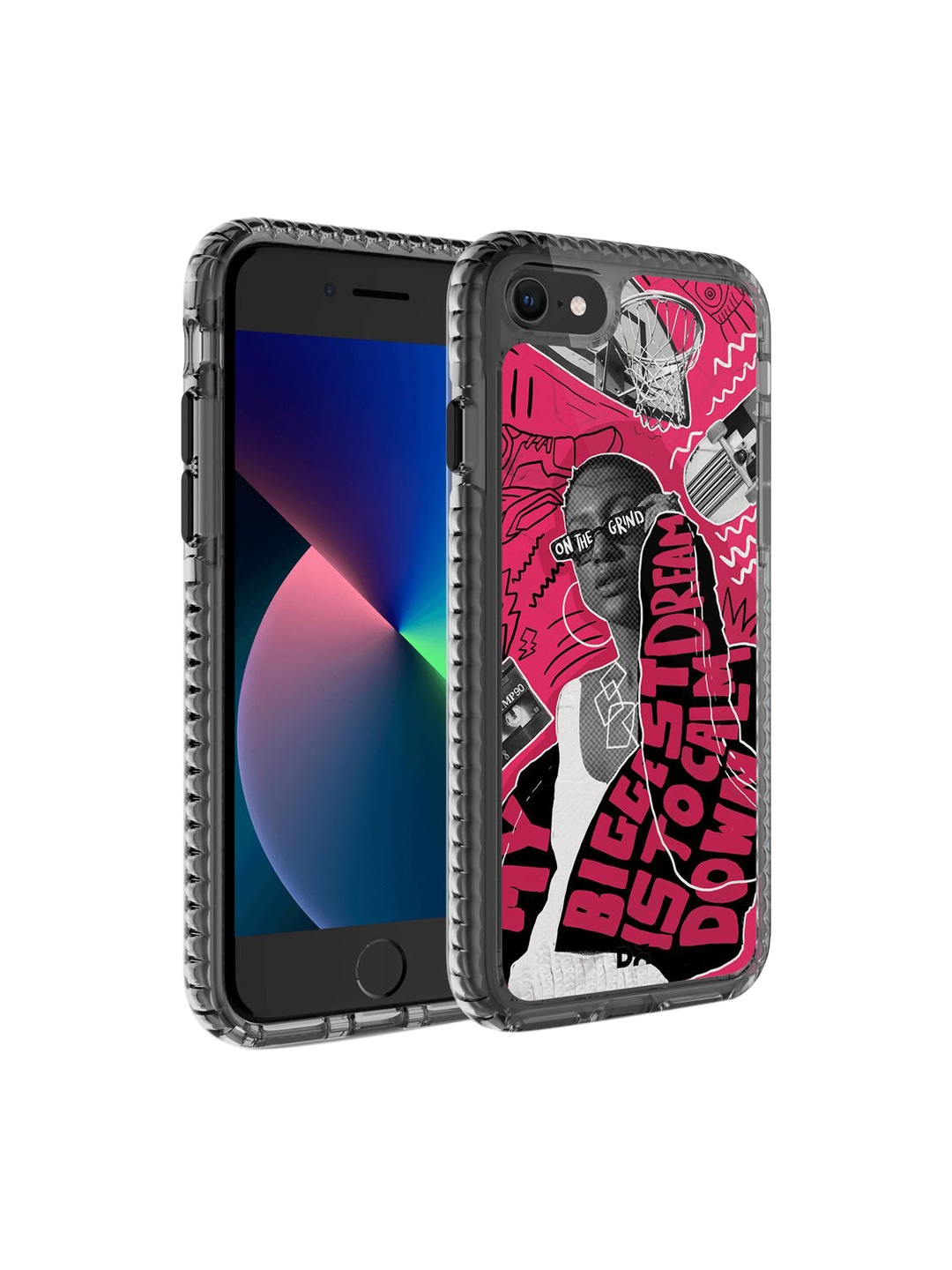 

DailyObjects Transparent & Pink Printed iPhone 8 Back Cover