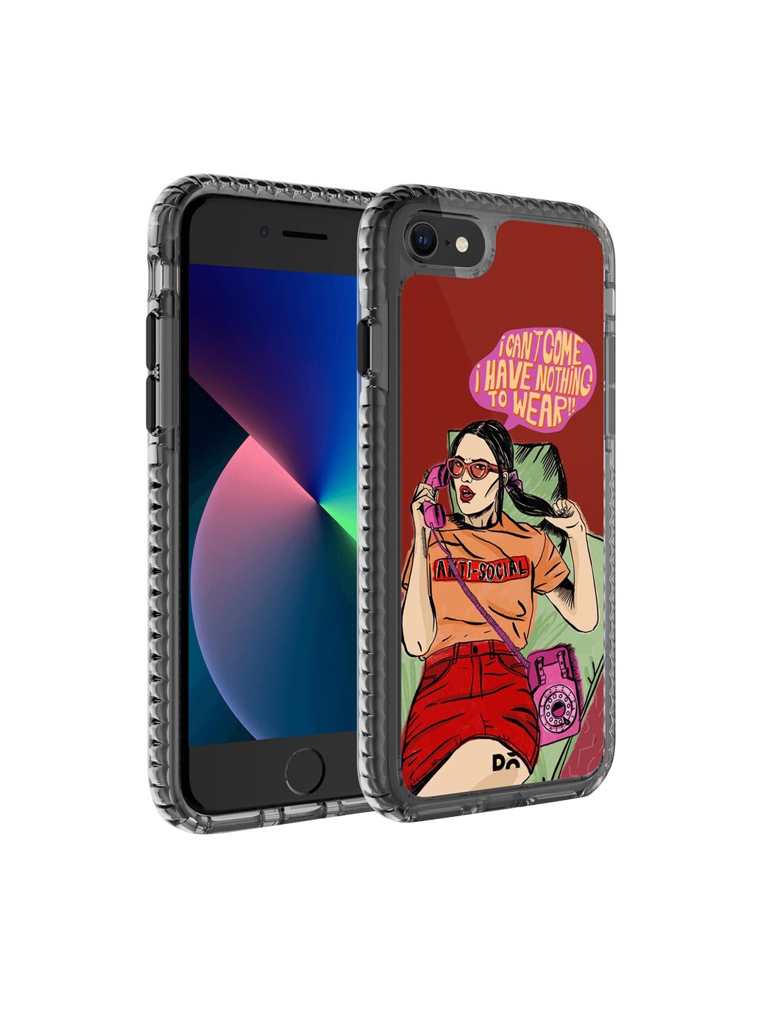 

DailyObjects Maroon Printed Anti Social Babe iPhone SE Phone Case