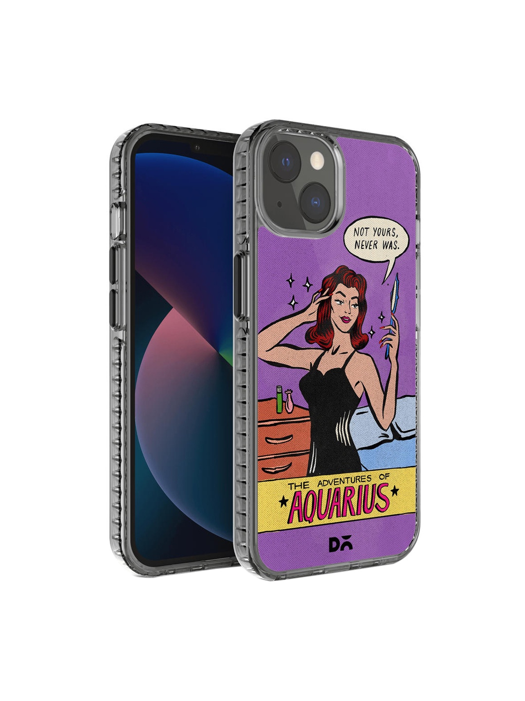 

DailyObjects Black & White Printed Aquarius iPhone 13 Mini Phone Case, Purple