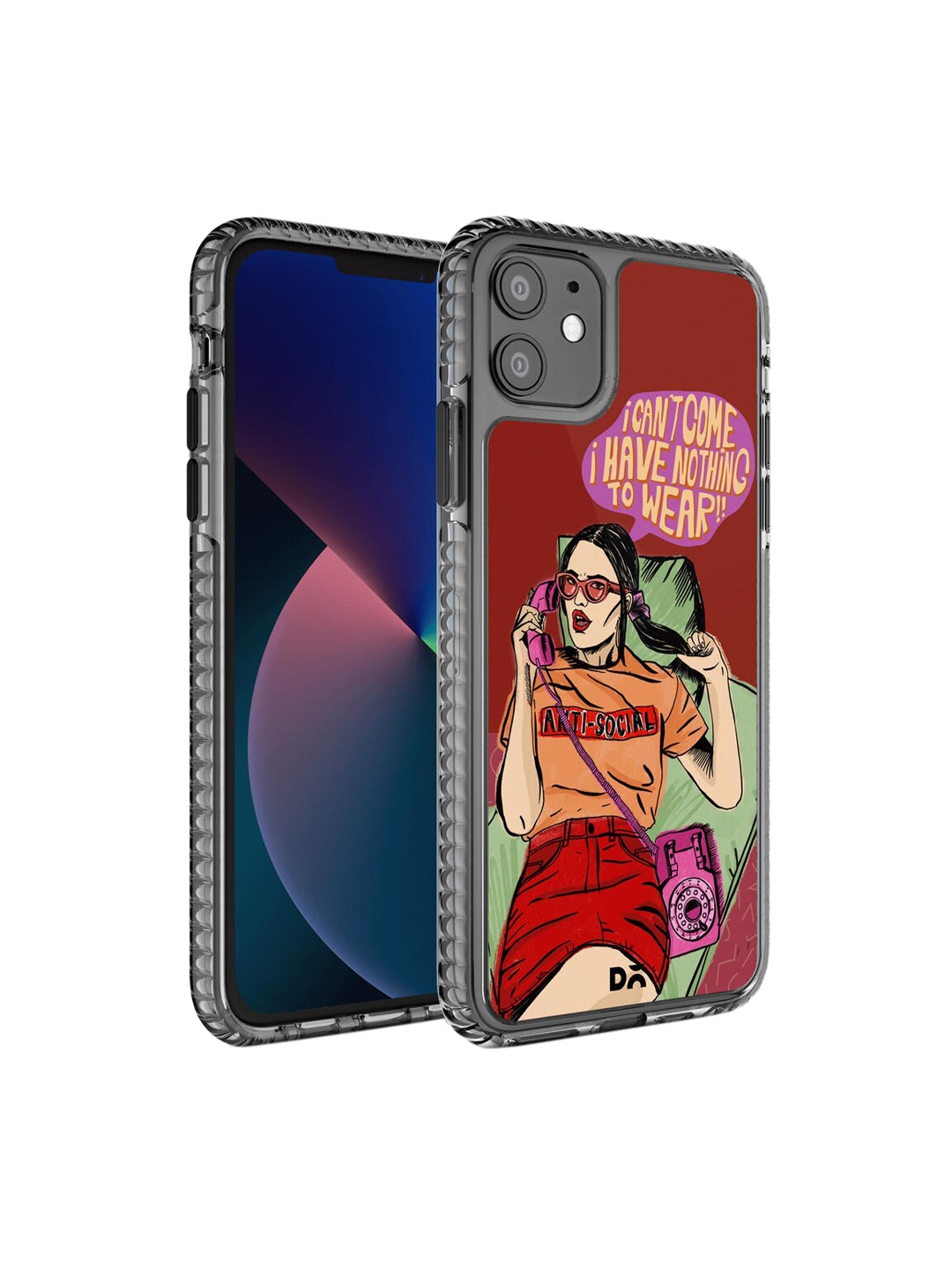 

DailyObjects Maroon & Grey Printed Anti Social Babe iPhone 11 Phone Case