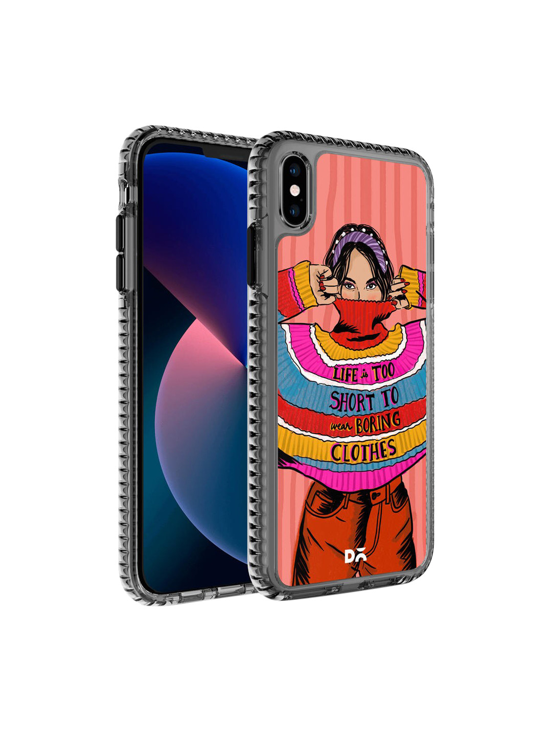 

DailyObjects Pink & Black Colourblock Jumper iPhone XS Back Case