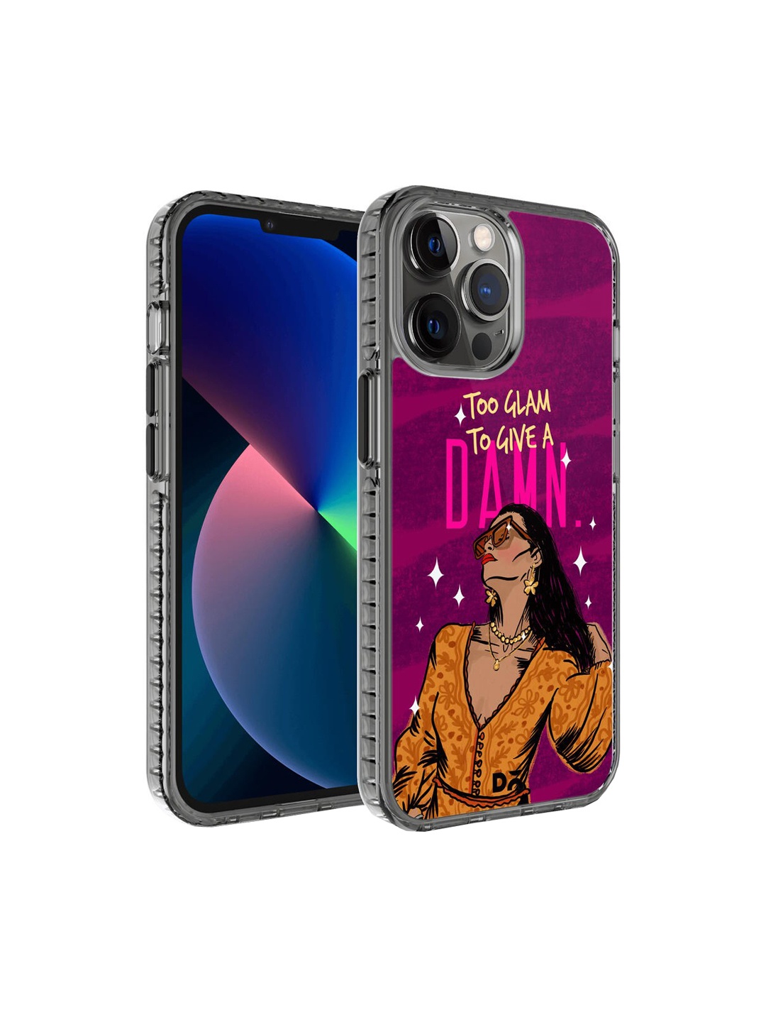 

DailyObjects Purple & Yellow Glam No Damn iPhone 12 Pro Max Back Case, Multi