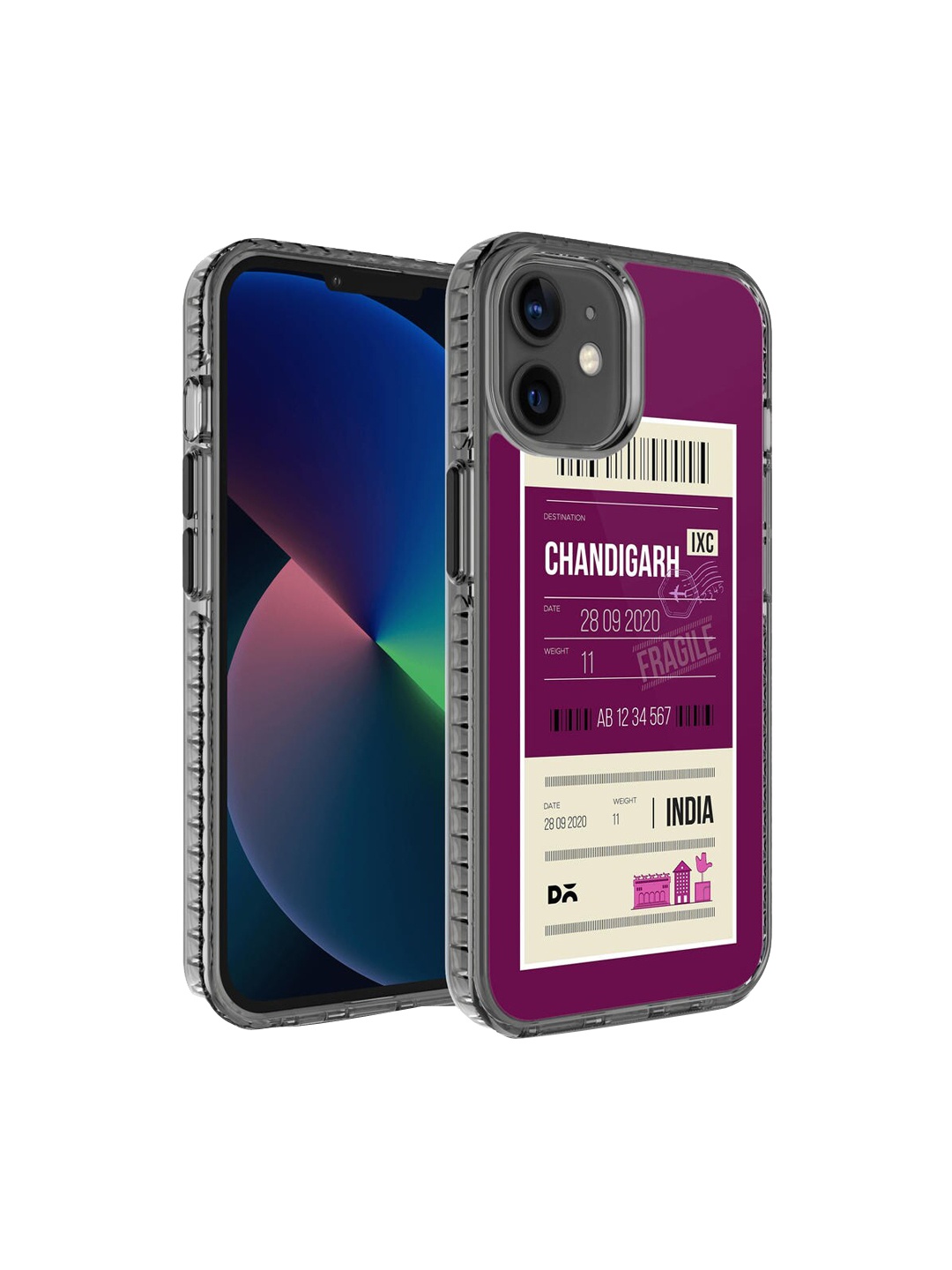 

DailyObjects Transparent & Purple Printed iPhone 12 Back Cover