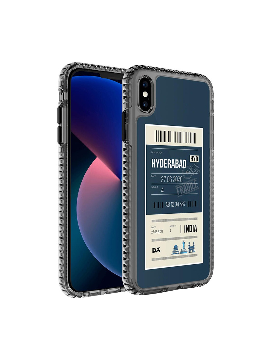 

DailyObjects Black & Teal Printed Hyderabad City Tag Stride iPhone XS Phone Case