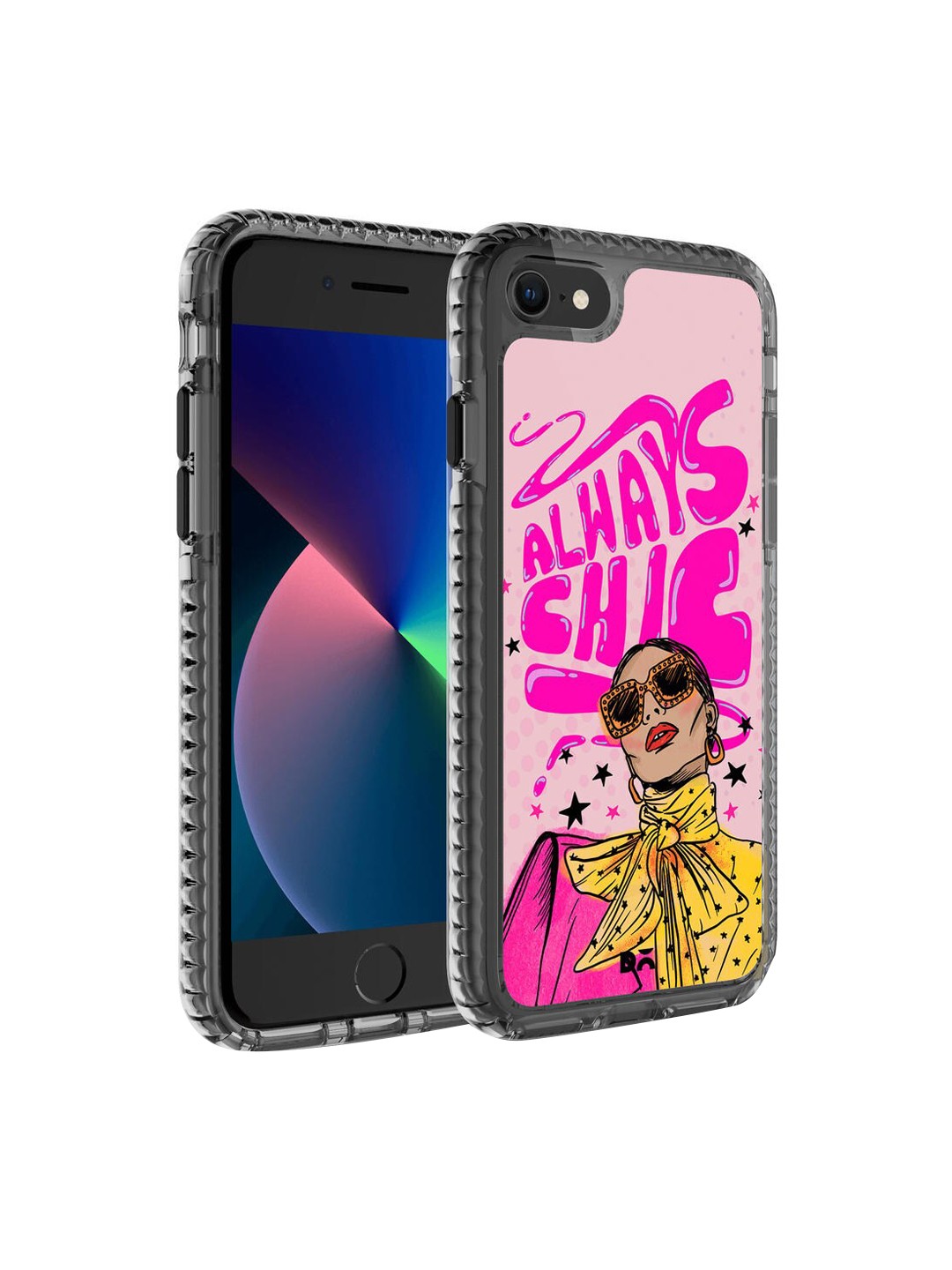 

DailyObjects Black & Pink Printed Always Chic Stride iPhone SE 2020 Phone Case