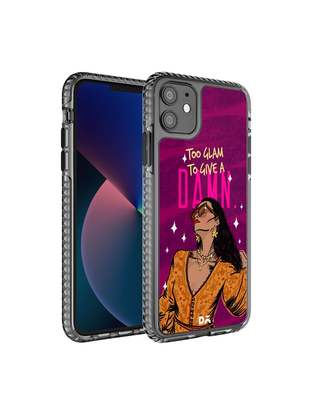 

DailyObjects Purple & Orange Printed Glam No Damn Stride 2.0 iPhone 11 Phone Case, Multi