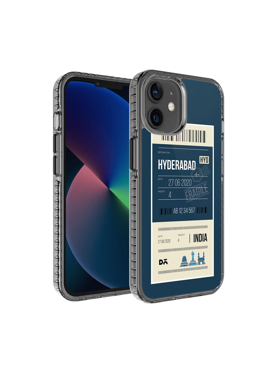 

DailyObjects Black & White Printed Hyderabad City Tag Stride 2.0 iPhone 12 Mini Phone Case, Multi