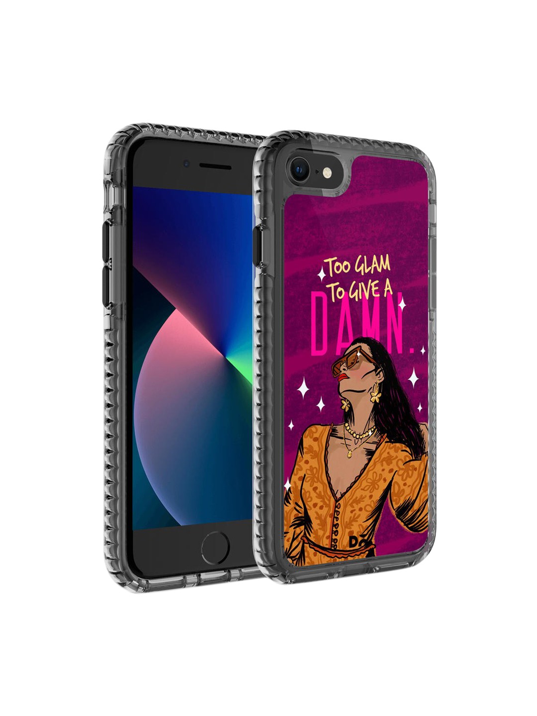 

DailyObjects Purple & Orange Printed Glam No Damn Stride 2.0 iPhone 7 Phone Case, Multi