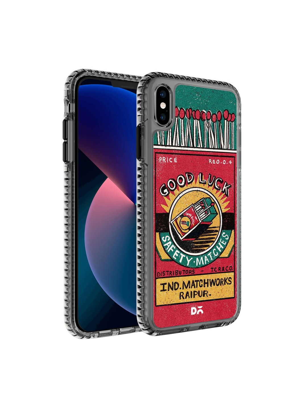 

DailyObjects Teal & Red Printed Good Luck Matchbox Stride 2.0 iPhone XS Phone Case, Multi