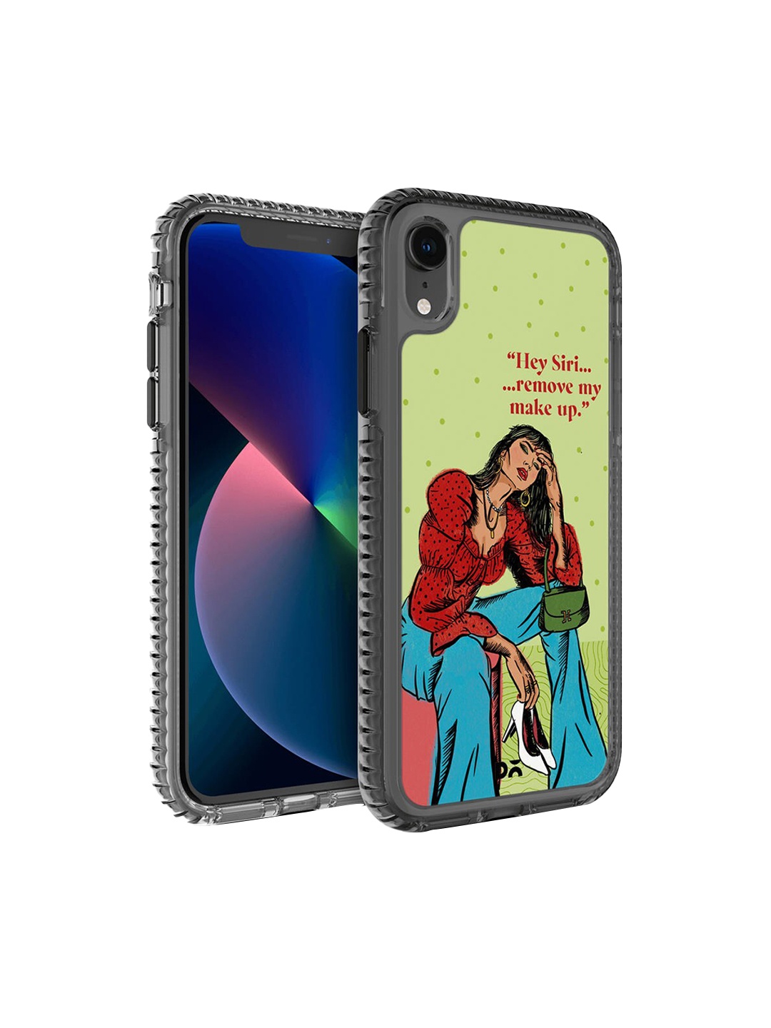 

DailyObjects Black & Green Printed Hey Siri Stride iPhone XR Phone Case