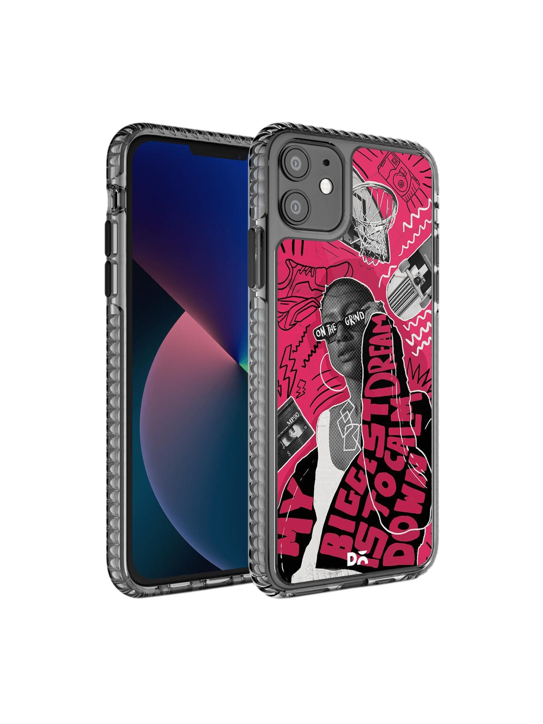 

DailyObjects Black & Pink Printed Down The Street Stride iPhone 11 Phone Case