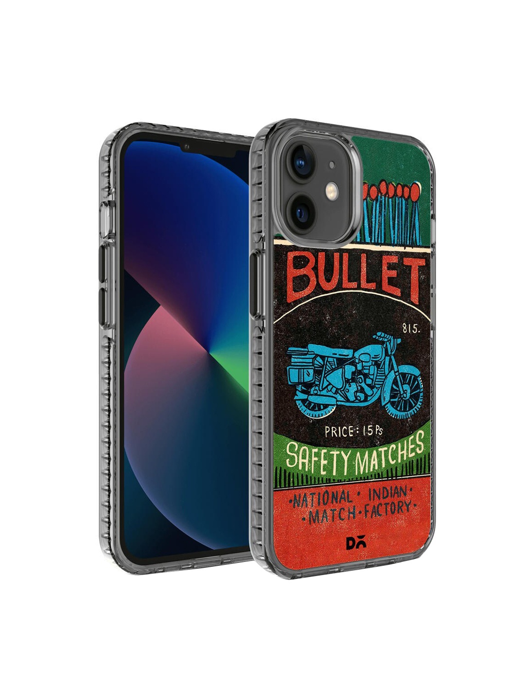 

DailyObjects Black & Red Printed Bullet Matchbox Stride iPhone 12 Mini Phone Case