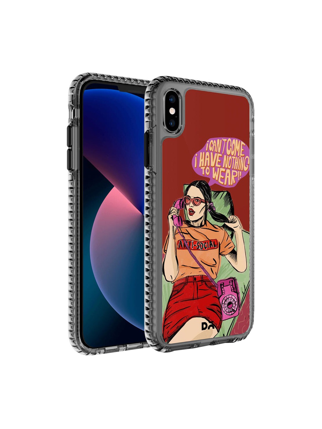 

DailyObjects Black & Red Printed Anti Social Babe Stride iPhone XS Phone Case