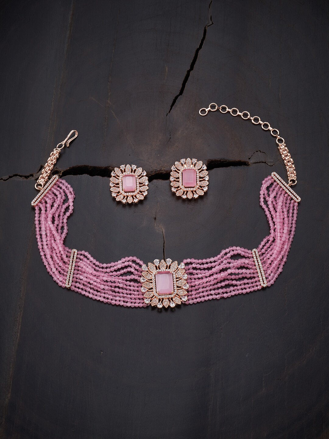 

Kushal's Fashion Jewellery Pink Rose Gold-Plated Choker Necklace