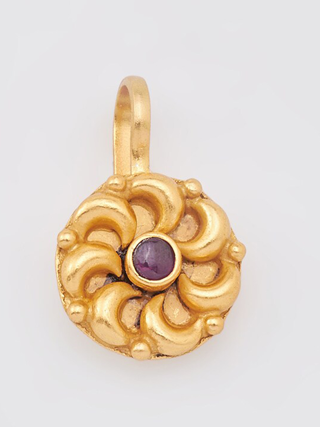 

Kushal's Fashion Jewellery 92.5 Pure Silver Gold-Plated Red Nosepin
