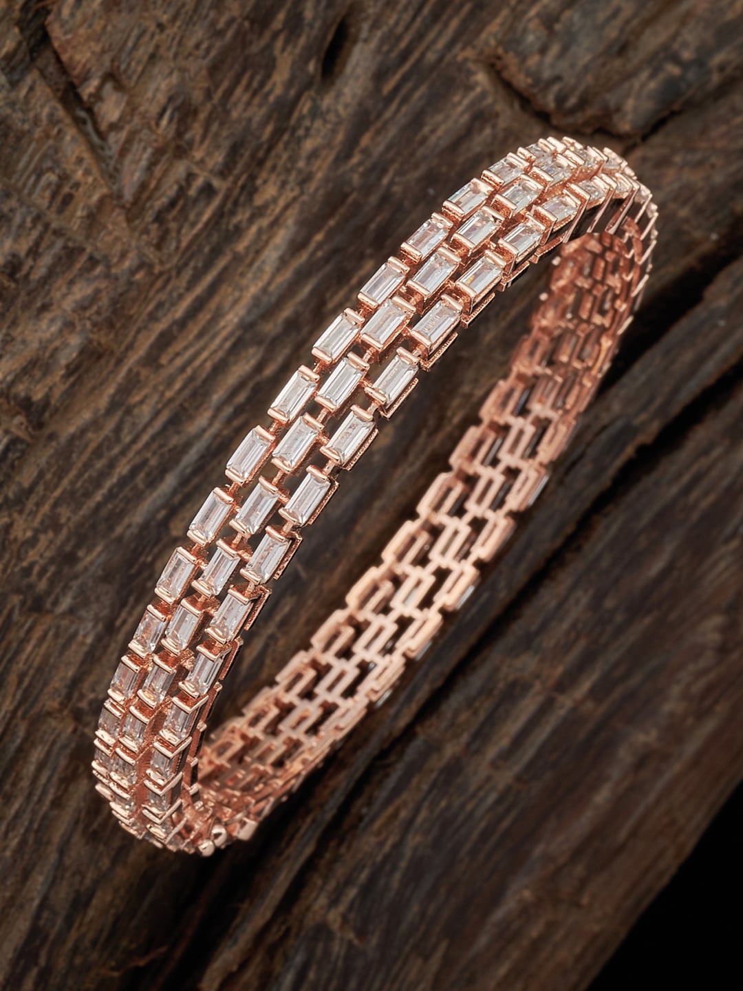 

Kushal's Fashion Jewellery Rose-Gold Plated White CZ-Studded Bridesmaid Bangle