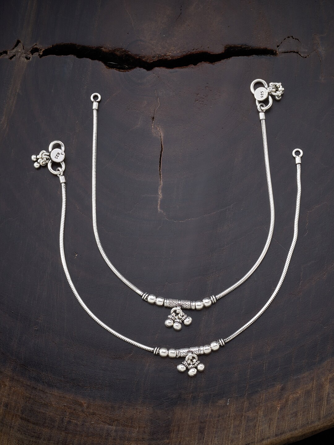 

Kushal's Fashion Jewellery Set Of 2 Oxidised Silver-Plated Anklets