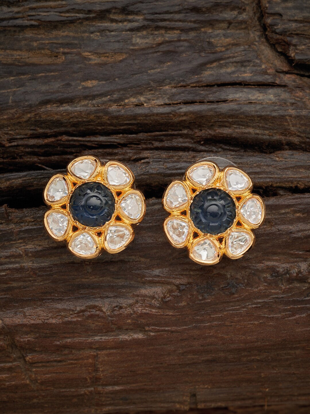 

Kushal's Fashion Jewellery Blue Floral Studs Earrings