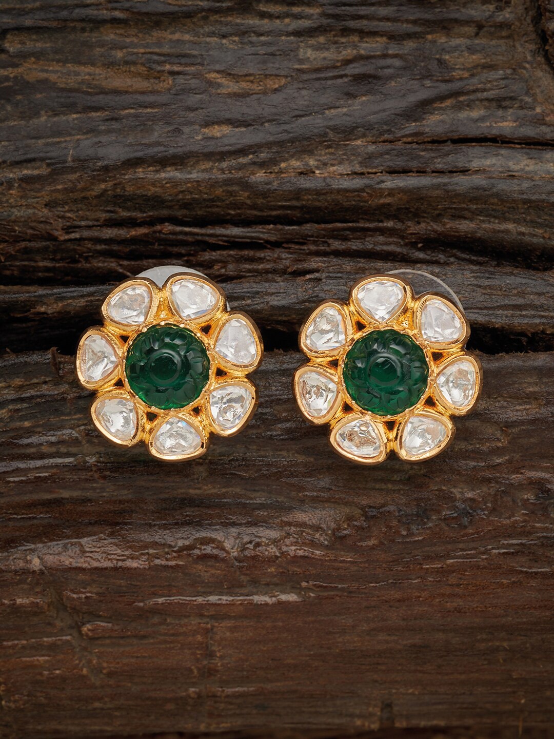 

Kushal's Fashion Jewellery Green Floral Studs Earrings