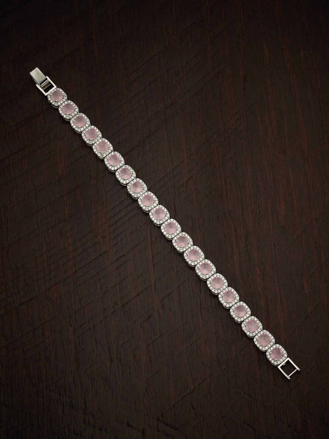 

Kushal's Fashion Jewellery Women Silver-Toned & Pink Rhodium-Plated Wraparound Bracelet